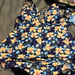 Two Piece Halter Style Bathing Suit - New size 14